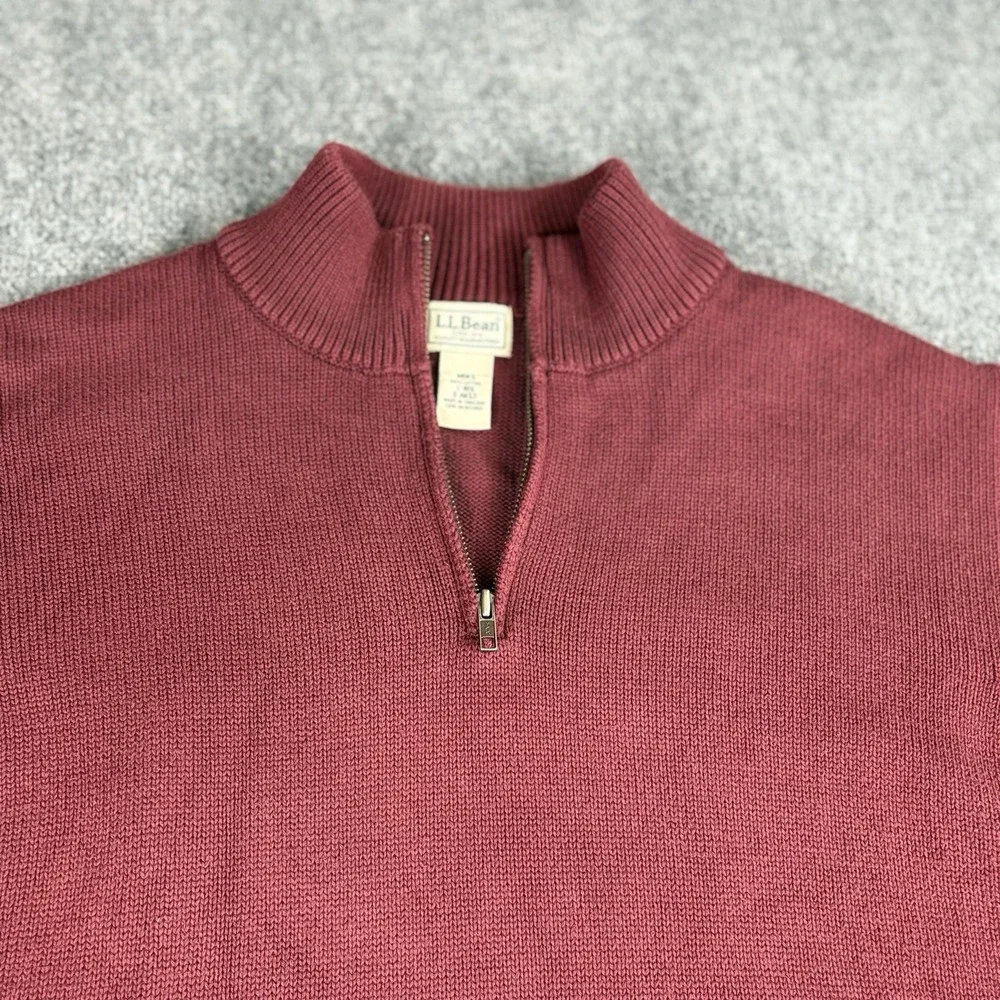 Vintage Y2K L.L.Bean Quarter Zip Sweater Men's L Red Preppy Outdoor Academia 90s